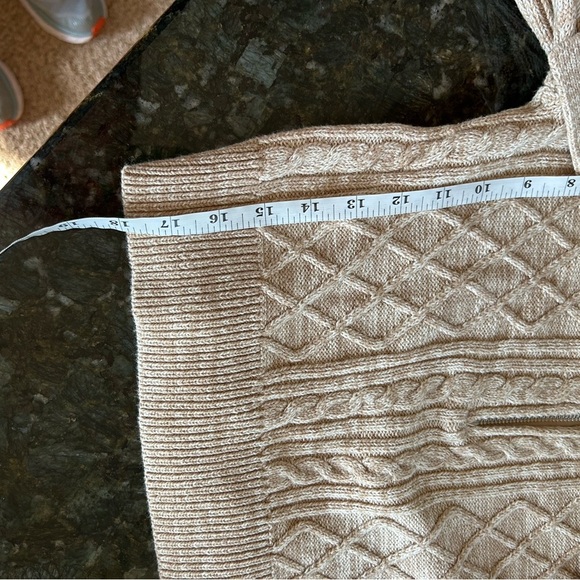 Cotton On Cable Knit Zip Off the Shoulder tan and cream sweater. Like new. Small - Picture 9 of 9